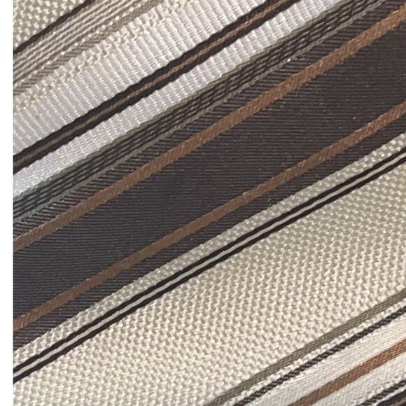 Valerio Garati Necktie  - 100% Polyester Brown Cream Gray Off White Striped Tie - Picture 3 of 13